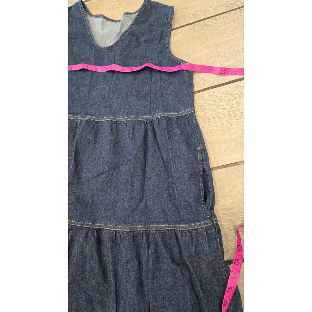 Denim Tiered Maxi Dress Sleeveless V‎ Neck Casual Boho Style Size Medium - Picture 10 of 10